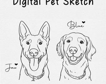 Custom Dog Portrait, Dog Line Drawing from Photo, Simple Dog Outline Sketch, Pet Art, Digital File