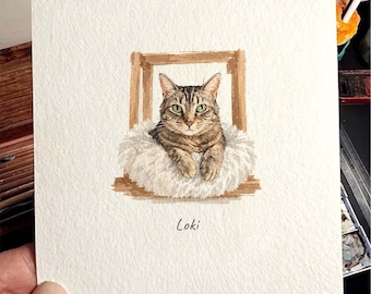 Cat Painting from Photo, Hand Painted Dog or Cat Artwork, Pet Digital Files, Personalized Animal Art