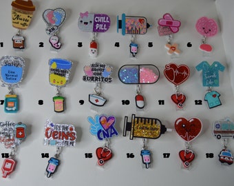 Cute Glittery Retractable Badge Reels,Healthcare workers, teachers, employees, etc.! 360 degree turn, ~60cm retraction