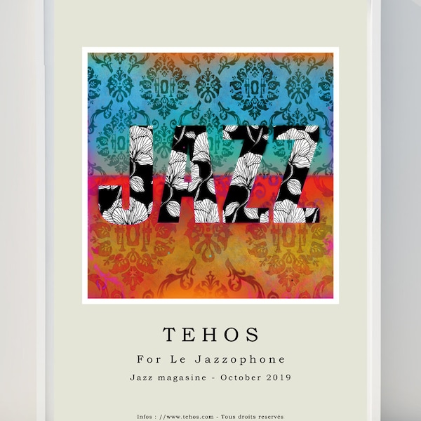 Affiche poster d' exposition art contemporain Tehos peinture - Jazz