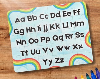 Regenbogen-Alphabet-Kinderpuzzle, Groß- und Kleinbuchstaben, 30-teiliges Kinderpuzzle, Buchstabenpuzzle für Kleinkinder, Alphabet-Aktivität für Vorschulkinder