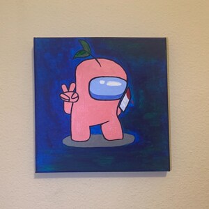 Pink Among Us character Acrylic painting