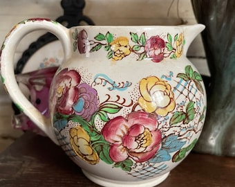 Vintage 1930s Sadler England Porcelain Floral Pitcher