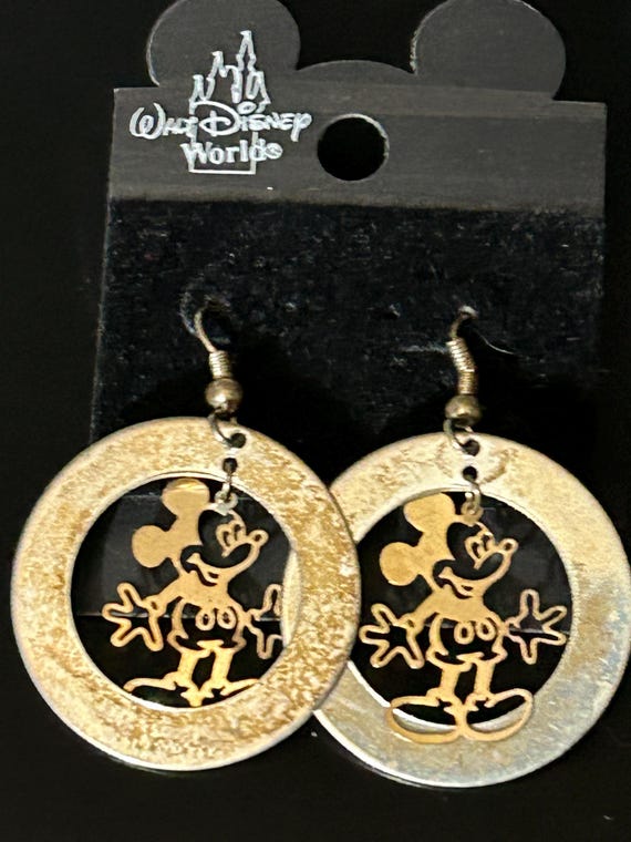 Vintage 90s Mickey Mouse Disney World Gold Tone Dangl… - Gem