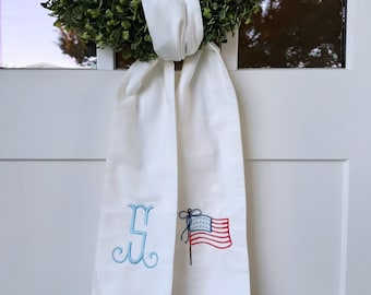 Embroidered Fourth of July Wreath Sash
