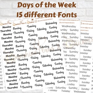 Dagen van de Week Stickers | Planner Stickers | Bullet Journal Stickers | Functionele Stickers | Kalender Stickers