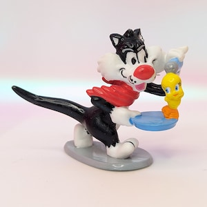 Sylvester chat et titi oiseau Looney Tunes PVC figurine applaudissements jouets 1990 vintage rétro dessin animé jouets de collection des années 90