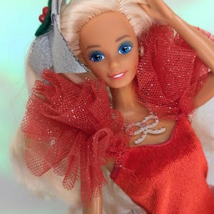 sachin and babi light blue dress Vintage 1993 Mattel Barbie Doll Happy Holidays Special Edition Red Dress  10824