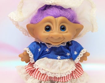 Betsy Ross Treasure Troll Doll Patriotic 4th of July, 4
