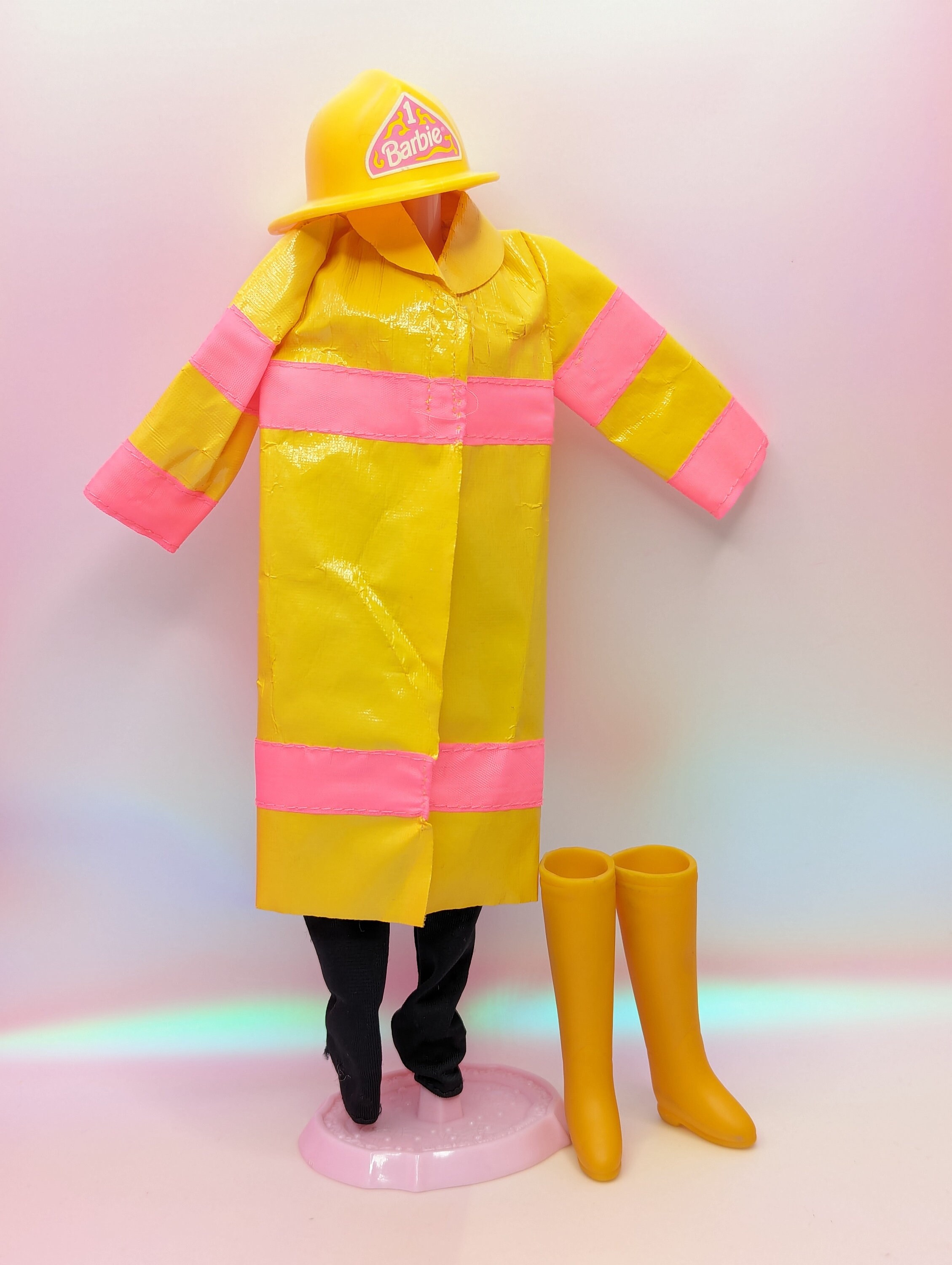 Barbie Caring Careers Firefighter Outfit 1993 Mattel 10773 Yellow Jacket Boots Hat Helmet Vintage 90s Barbie Doll Clothing Retro Fashion Etsy