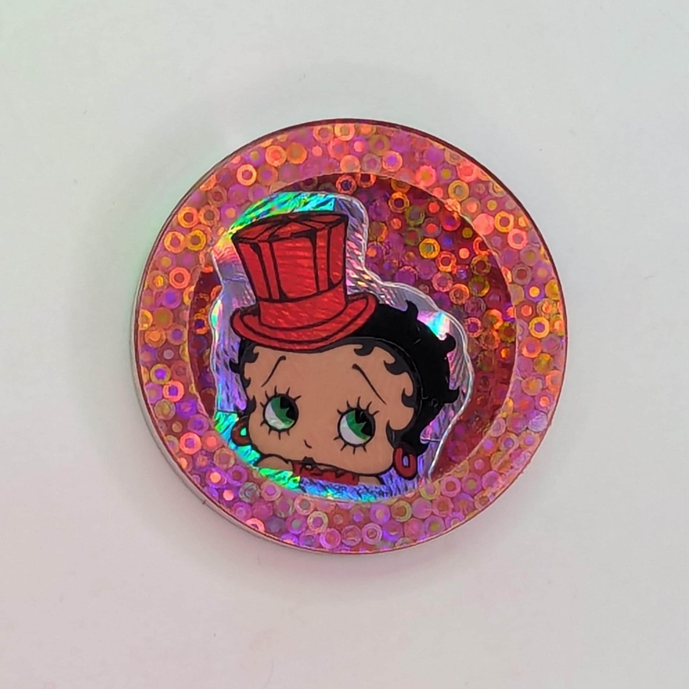 Betty Boop Holographic Slammer POG Milk Cap Game Piece Vintage 90s