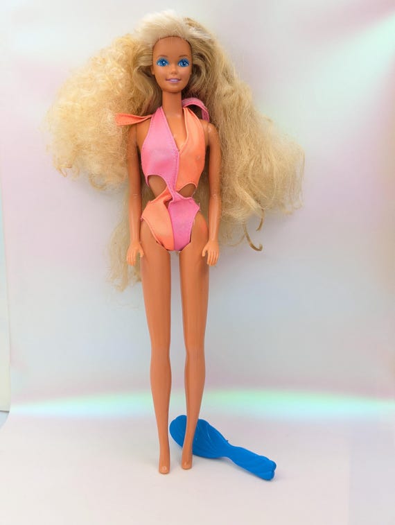 Wet 'n Wild Barbie Doll 1989 Mattel #4103 Pink Orange Color