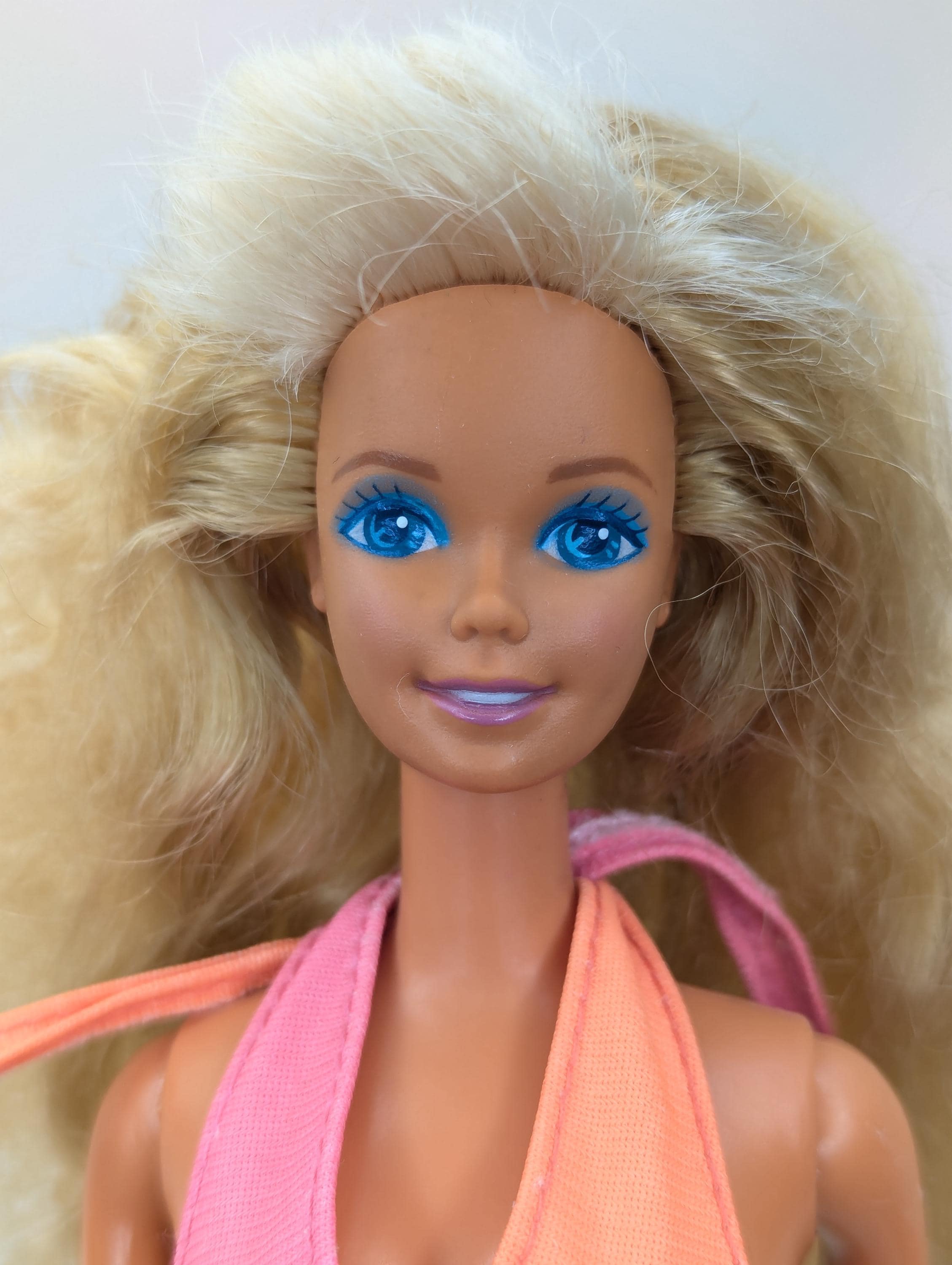 激レア⭐︎1980年代 Nice'n Soft Advertising Doll Wet 'n Wild Barbie Doll 1989 Mattel #4103 Pink Orange Color