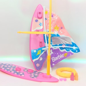 Barbie So Much to Do windsurfin&#39; Surf Set & Tropical Splash Hawaiian 1994/96 Mattel  Beach surfboard Playset Vintage 90s Barbie collectable