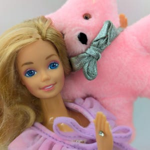 Dreamtime Barbie with B.B. The Cuddly Bear 1984 Mattel #9180 Superstar Era Blonde Outfit comb Shoes Vintage 80s collectible toys