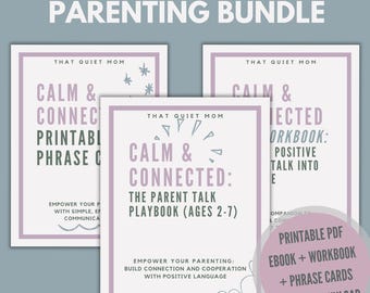 Pack parentalité calme et connectée | Ebook, cahier d'exercices et fiches de phrases imprimables | Outils pour une parentalité positive | Téléchargement instantané