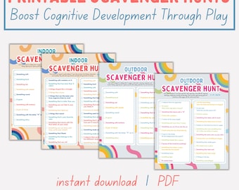 Chasses au trésor à imprimer pour enfants | Activités de développement cognitif intérieures et extérieures | Jeux PDF pour les 2-7 ans