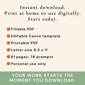 Peut inclure: Graphique de t&eacute;l&eacute;chargement num&eacute;rique cr&egrave;me avec du texte noir. Le texte comprend "T&eacute;l&eacute;chargement instantan&eacute;", "PDF remplissable", "Mod&egrave;le Canva modifiable" et "Format lettre 8,5 x 11". La banni&egrave;re inf&eacute;rieure indique "VOTRE TRAVAIL COMMENCE AU MOMENT O&Ugrave; VOUS T&Eacute;L&Eacute;CHARGEZ."