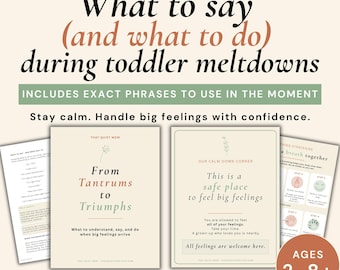 Guide de crise de colère pour tout-petit + kit pour un coin calme | Que dire en cas d'effondrement | Écritures douces pour parents | Régulation émotionnelle, de 2 à 8 ans et plus