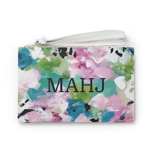 Floral Mahjong Card Clutch: Vegan Leather NMJL Protector