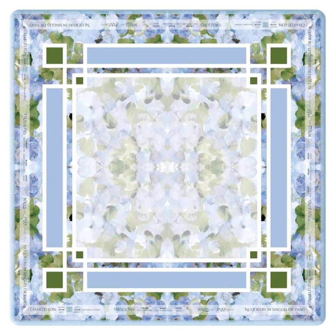 Mahjong Mat, Hydrangea Mahjong Mat, Blue Mahjong Mat, Mahjjong, Mahj Jong mat, mahjong accessory