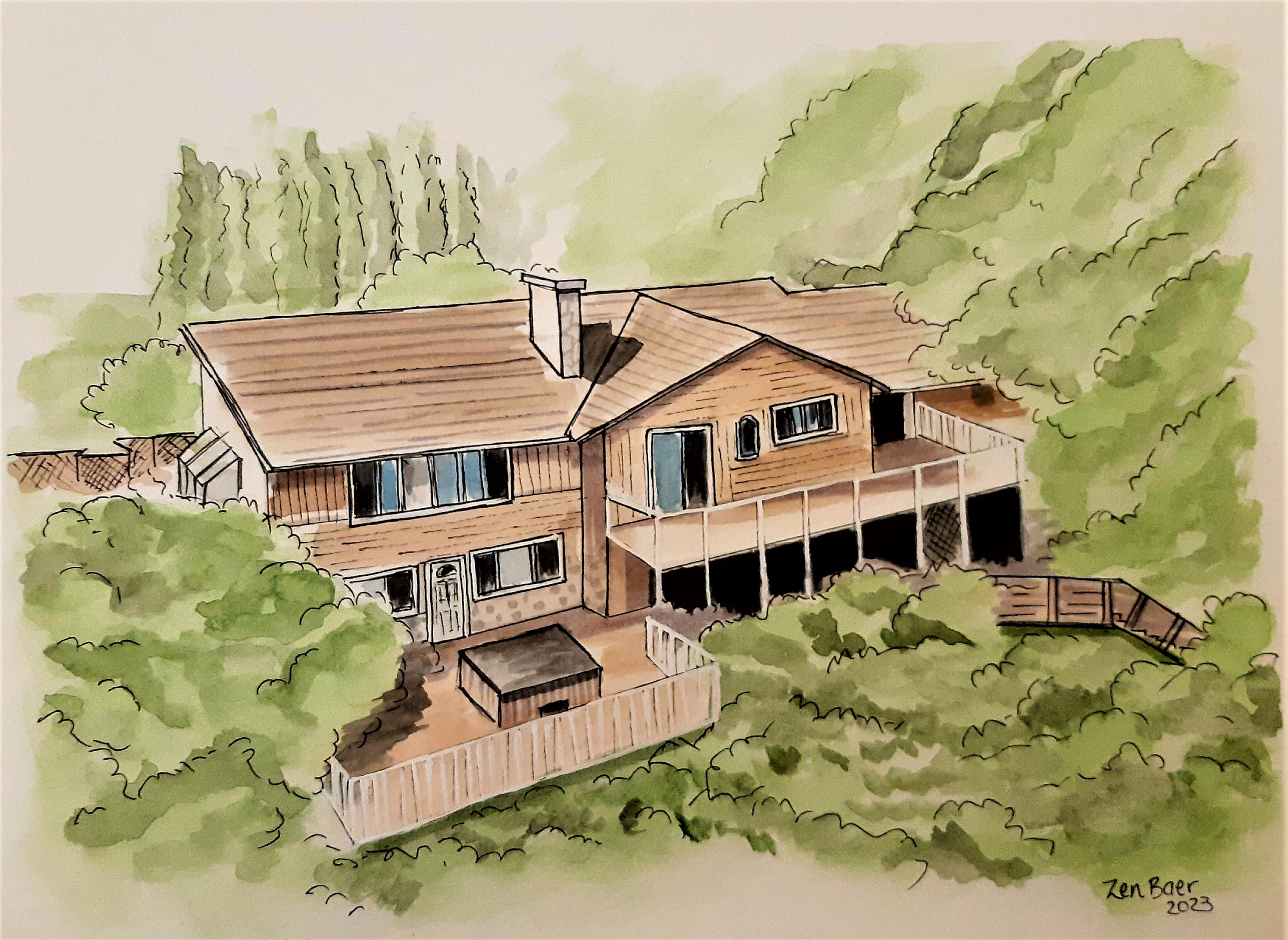 Custom Hand Painted House Portrait Paintings. Watercolor Etsy