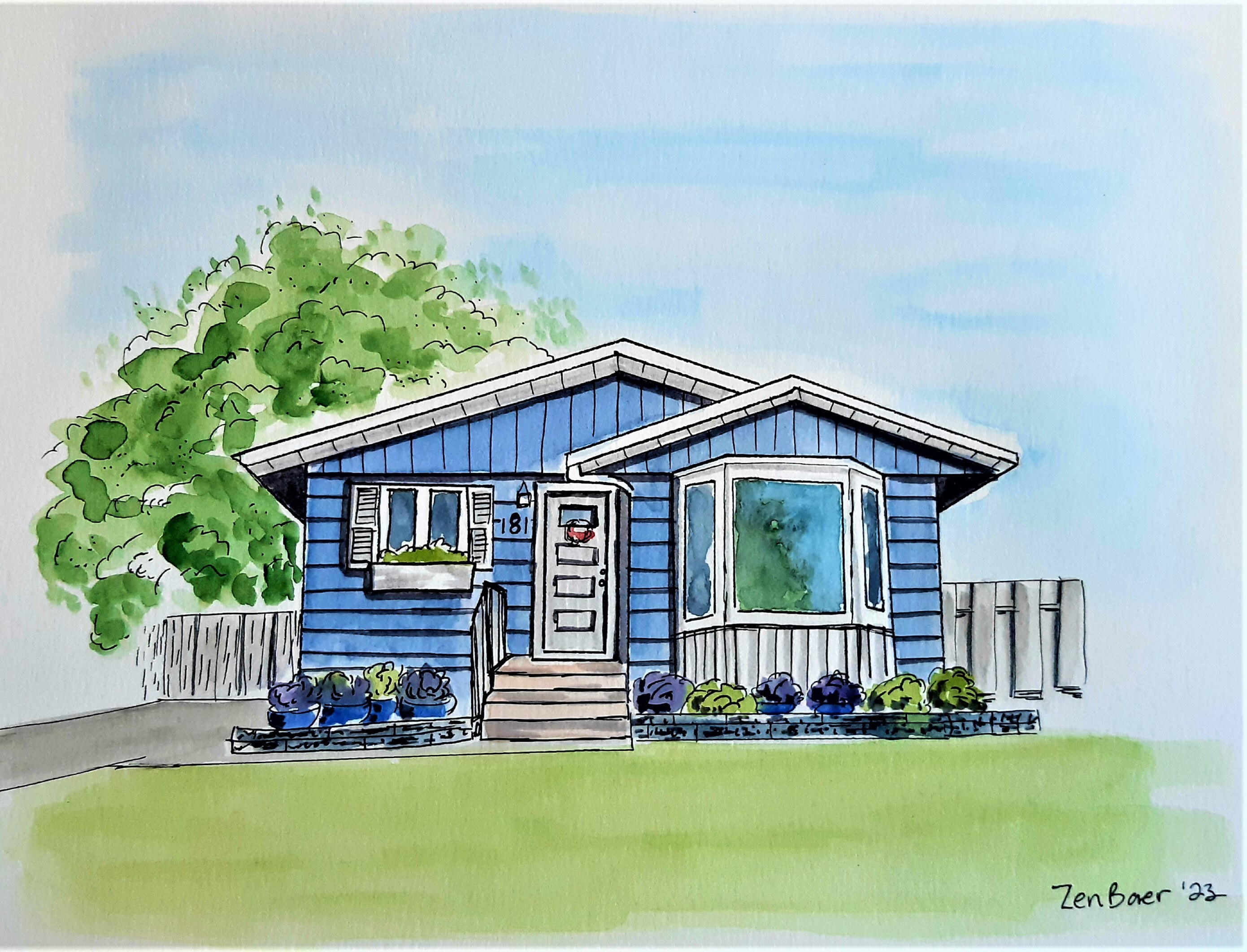 Custom Hand Painted House Portrait Paintings. Watercolor Etsy