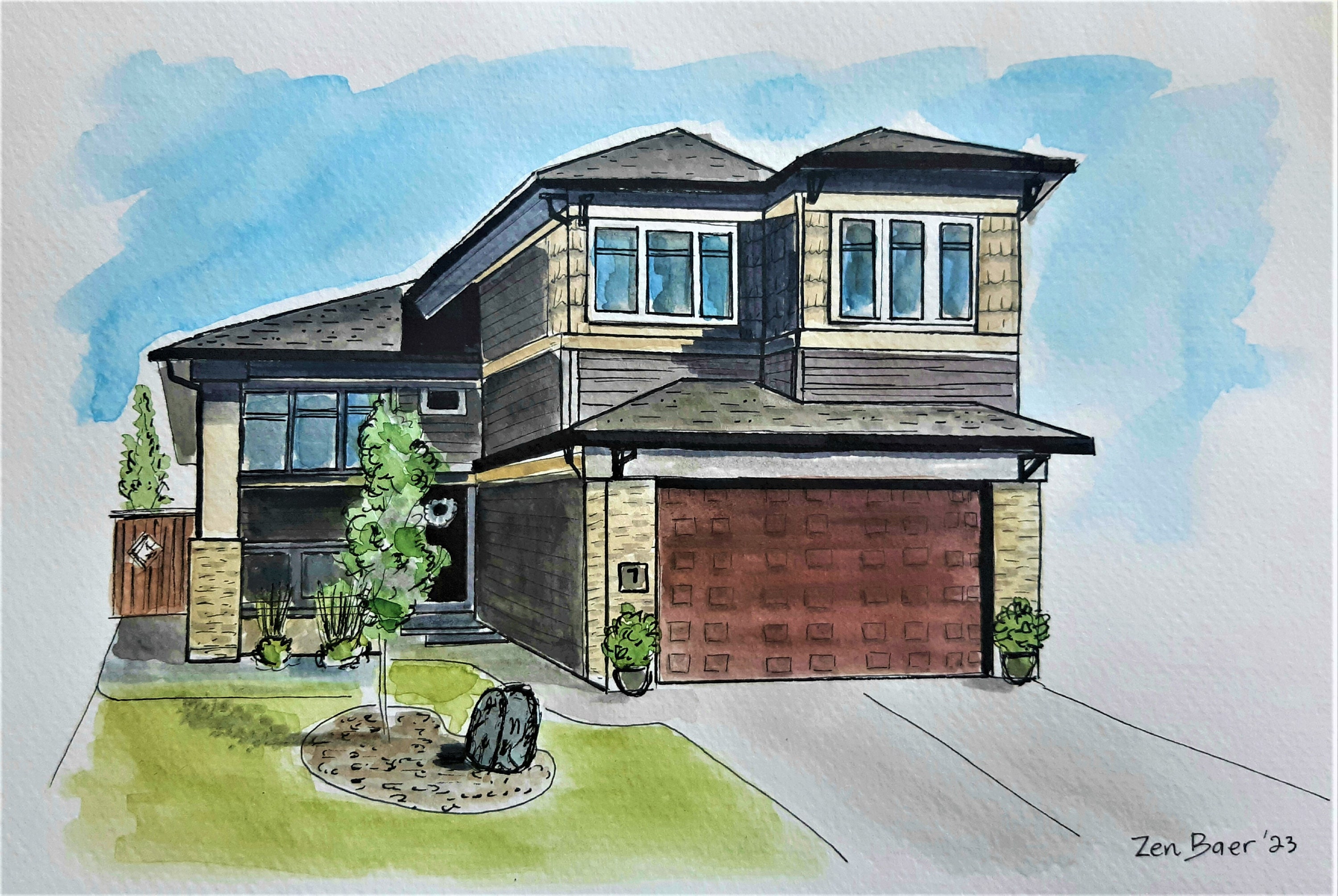 Custom Hand Painted House Portrait Paintings. Watercolor Etsy