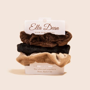 VELVET HAIR SCRUNCHIES - Cocoa