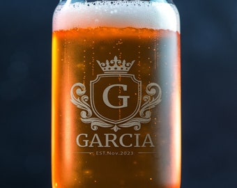 Personalized Beer Can Glass - Can Shaped Glass Cup - Etched Beer Glass Tumbler Engraved - 16 oz Mug Glass Beer Can - Custom Glassware Gifts
