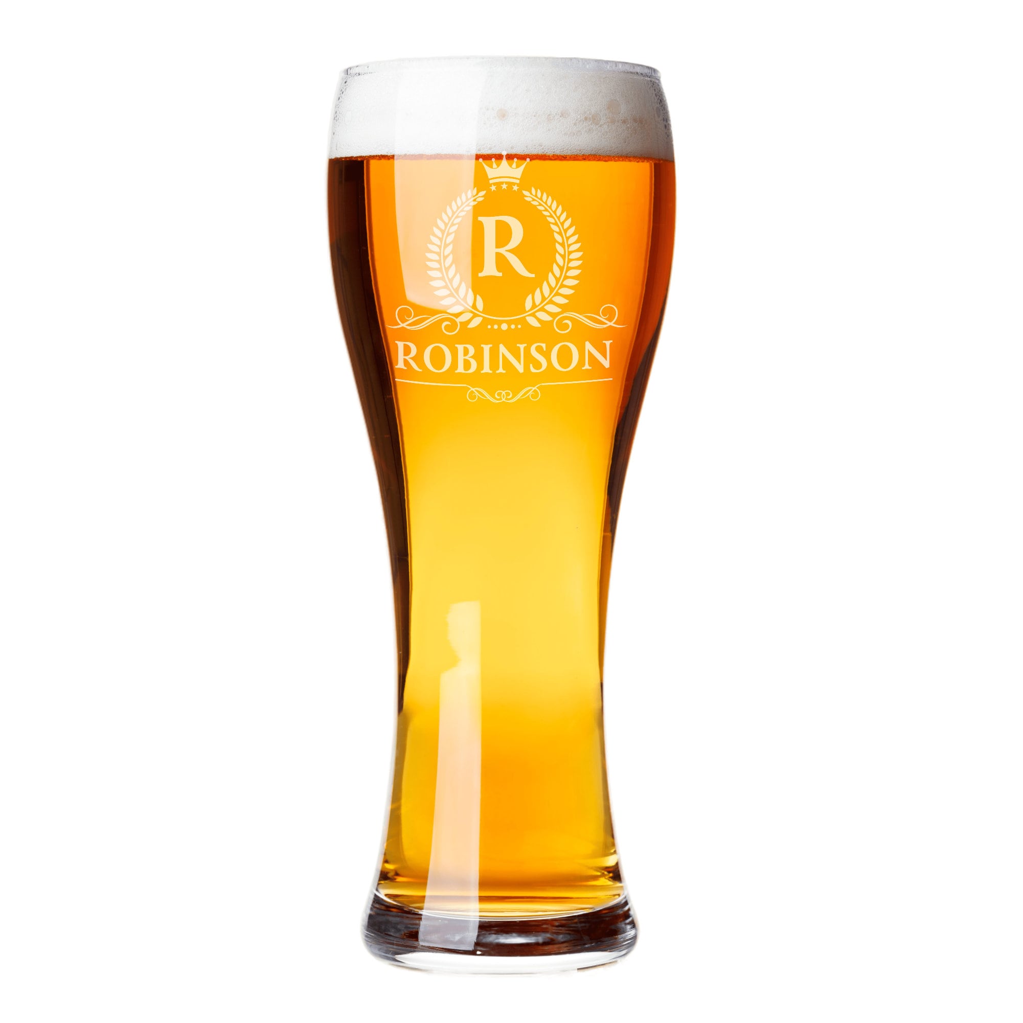 Personalized Beer Pilsner Glass - Large Glass Beer Mug – 16 oz Etched Beer Cup Custom – Tall Pint Glass - Engraved Beer Glasses Gift for Him