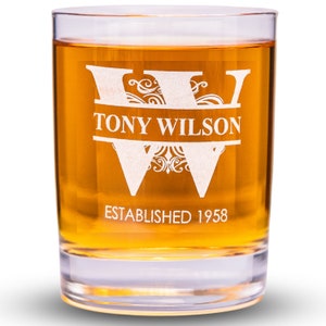 Personalized Whiskey Glass – Engraved Old Fashioned Glass - 11.2 oz Custom Whisky Drinking Glass Engraved – Whiskey Glassware Gifts for Men