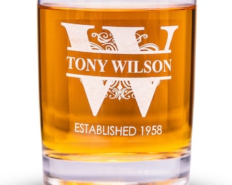 Personalized Whiskey Glass | Custom Engraved Bourbon Glass for Him | Groomsmen, Dad, Husband, Father’s Day Gift