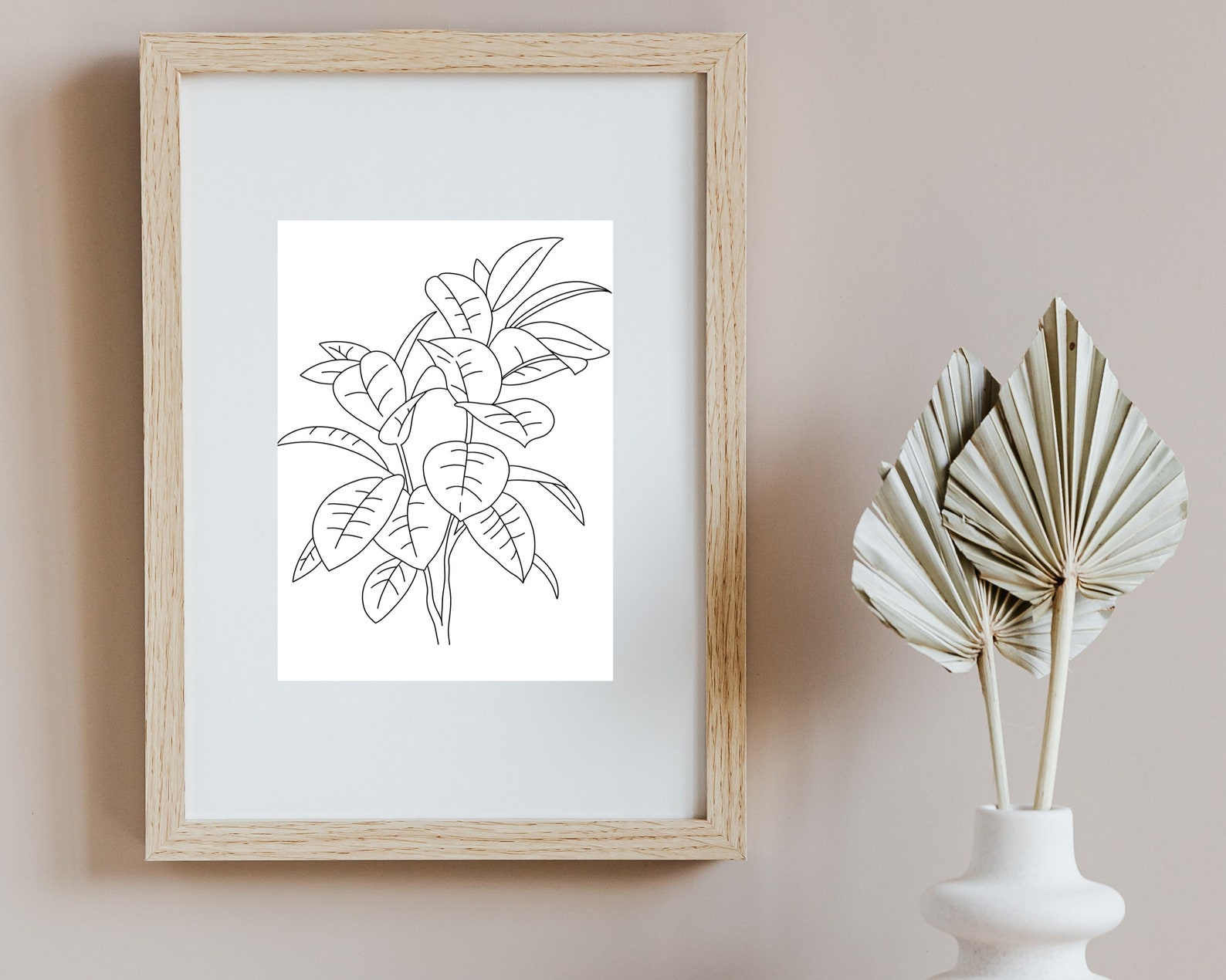 Printable Plant Art Digital Download Art Coloring Page Wall - Etsy