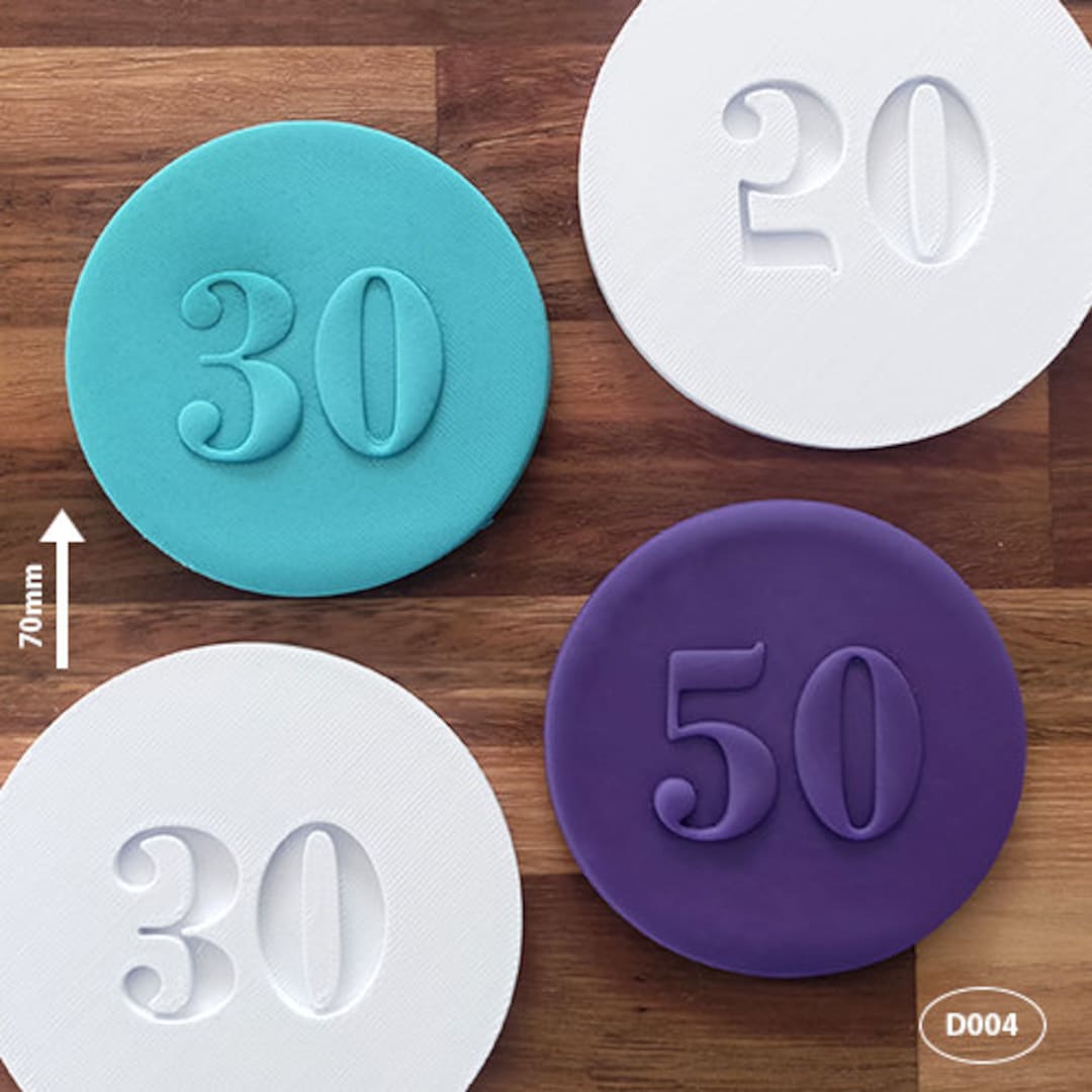 Milestone Birthday Raised Fondant Stamp 16, 18, 21, 30, 40, 50, 60 and