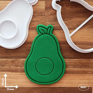 Avocado cookie cutter and fondant stamp set