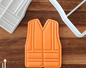 Construction / High Vis Safety Vest cookie cutter and fondant stamp set