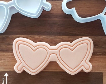 Heart Glasses cookie cutter and fondant stamp set