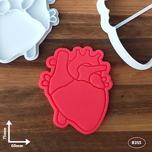May include: Red plastic cookie cutter shaped like a human heart, measuring approximately 7cm by 6cm. The cutter is on a wooden surface. The product code B355 is visible in the lower right corner of the image.