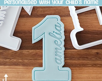 Custom First Birthday Number One cookie cutter and fondant stamp