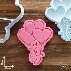 Heart Balloon Bunch cookie cutter and fondant stamp set