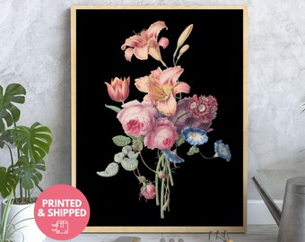 Vintage Dark Wall Art Prints for Library, Office, Bedroom | Dark Academia Decor | Botanical Print | Floral Decor Prints
