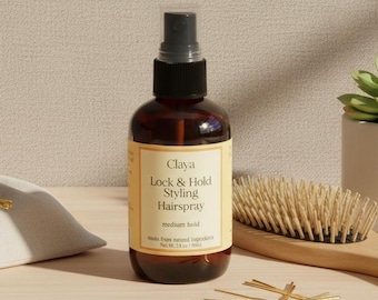 Laca fijadora Lock and Hold - A base de plantas para piel sensible, fijación media, fórmula con bajo contenido de alcohol