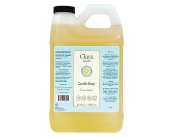 Unscented Liquid Castile Soap: Organic, Gentle, Biodegradable (64 fl oz)
