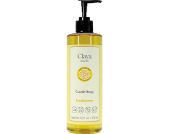 Frankincense Liquid Castile Soap: Organic, Aromatic, Gentle Skin (16 fl oz)