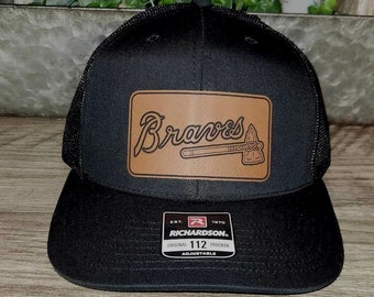 All black Richardson Braves leather patch hat