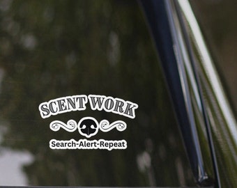 Scent Work Search Alert Repeat Printed Vinyl Decal/ Sticker