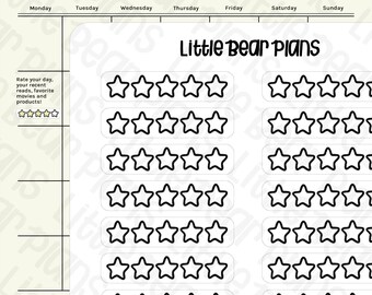 Pegatinas de revisión de calificación de estrellas / Hoja tamaño pasaporte - Littlebearplans