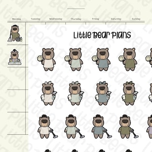 Autocollants d’ours de nettoyage | Feuille de format passeport - Littlebearplans