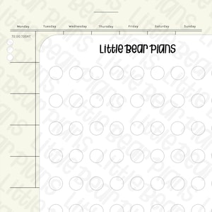 May include: A white planner page with the text "Little Bear Plans" at the top. The page is divided into sections for each day of the week, with circles for tracking tasks. There is a section for "To Do Today".